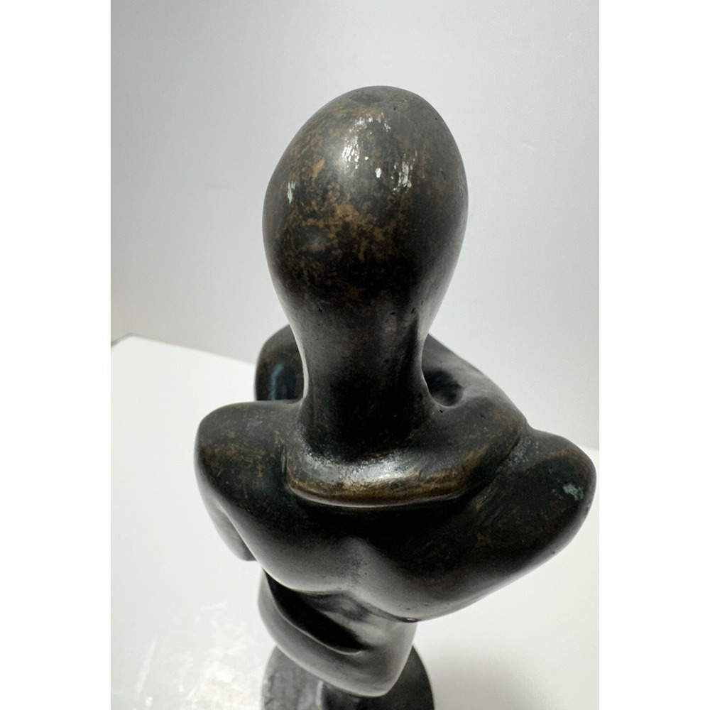 Couple Hugging 17" Abstract Metal Art Brass Sculpture - Picture 6 of 9
